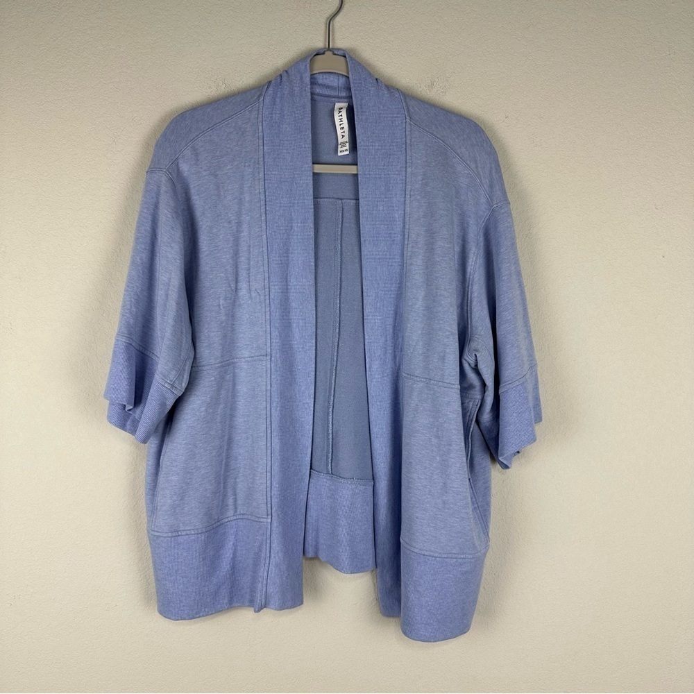 Athleta Blue Heather Lotus 1/2 Sleeve Wrap Cardigan Size XXS XS
